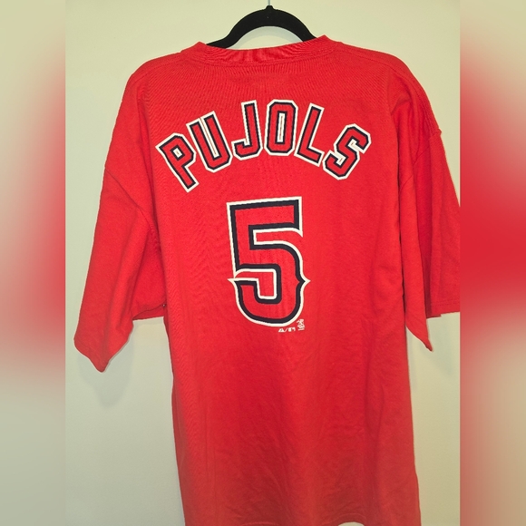 Majestic Albert Pujols Anaheim Angels T-Shirt Men's Sz 2XL Red Official License - Picture 3 of 3